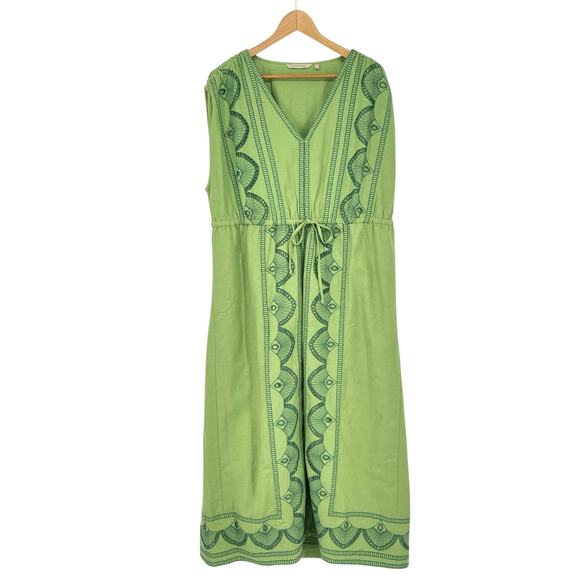 {Soft Surroundings} Ellison Linen Blend Maxi Dress Sleeveless Embroidered - Picture 3 of 7